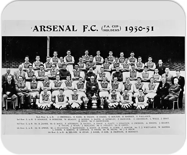Arsenal Football Club team and officials 1950-1951
