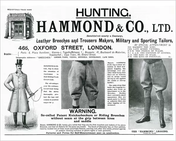 Advert for Hammond & Co. Ltd mens leggings 1904