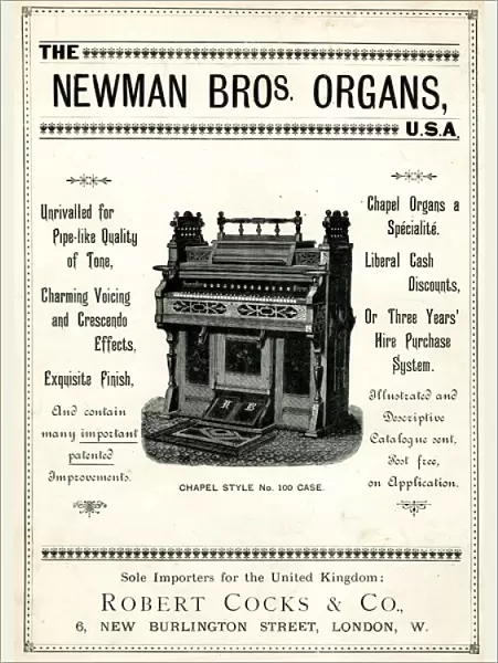 Advertisement, Newman Bros Organs
