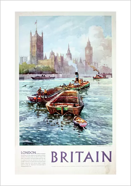 Poster, River Thames at Westminster, London