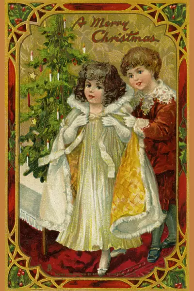 Boy and girl at Christmas