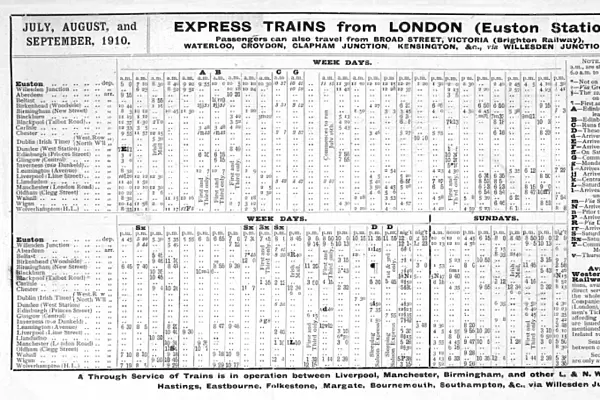 Train Timetable 1910