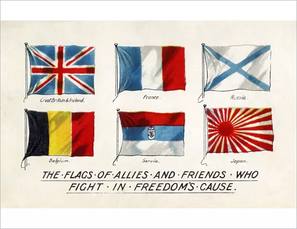 Ww1 Postcard Flags 1915