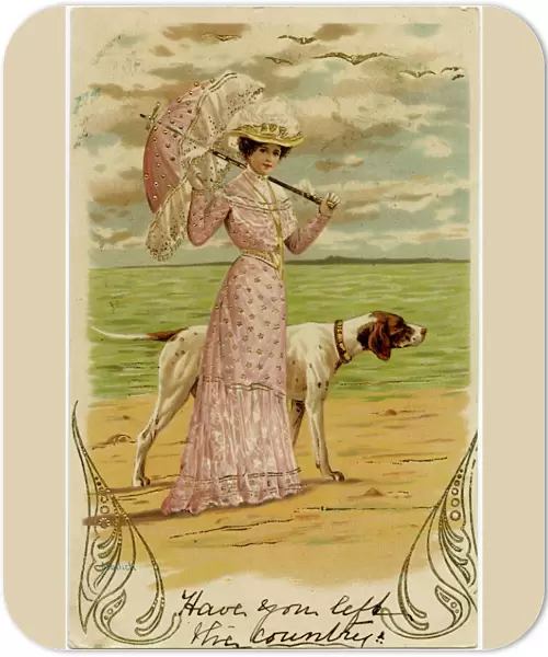 Edwardian woman with her pointer dog