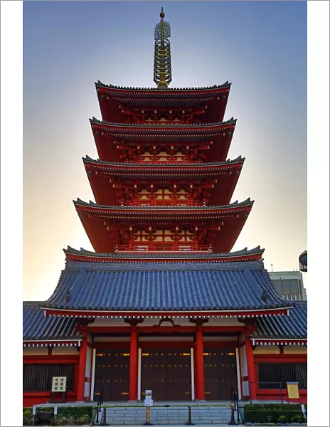 Japanese Pagoda silhouette Sensoji Asakusa Temple, Tokyo