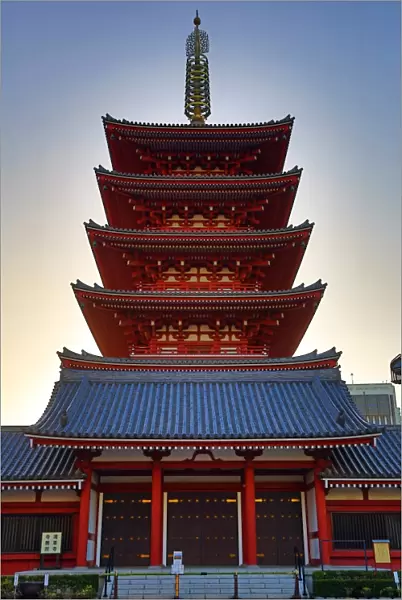Japanese Pagoda silhouette Sensoji Asakusa Temple, Tokyo