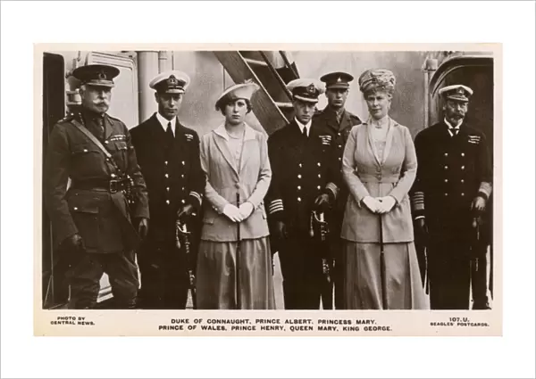 Royal Family Group on the deck of a Royal Navy Vessel