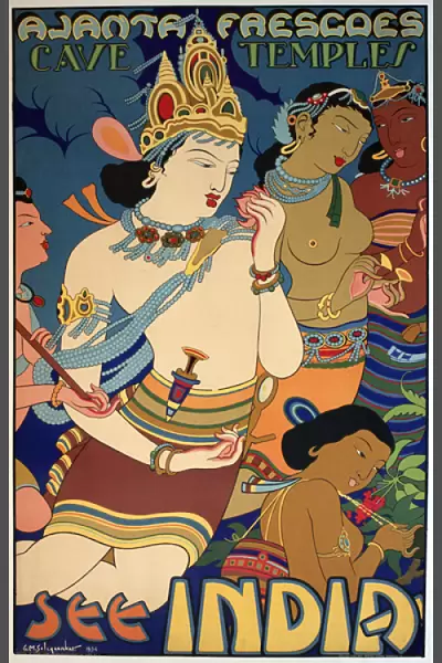 Poster advertising the Ajanta Frescoes, India