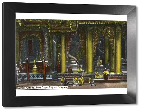 Myanmar - Yangon - Shwedagon Pagoda - Buddha and monks