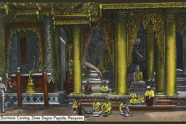 Myanmar - Yangon - Shwedagon Pagoda - Buddha and monks