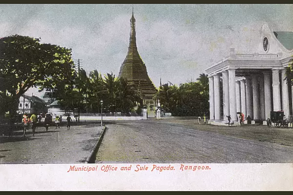 Myanmar - Yangon - Municipal Office and Sule Pagoda