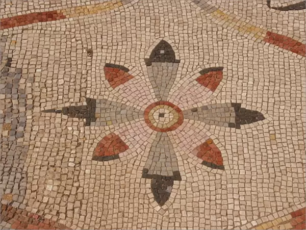 Roman mosaic. Floral decoration. Ostia Antica. Italy