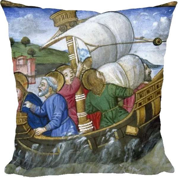 Storm on the Sea of Tiberias. Jesus tells his disciples not