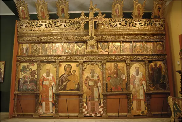 Wooden iconostasis with St. Demetrius, Pope Clement, Virgin
