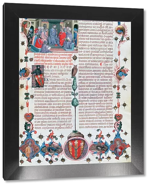 Folio of Codex of the Usages depicting the Catalan Parlia