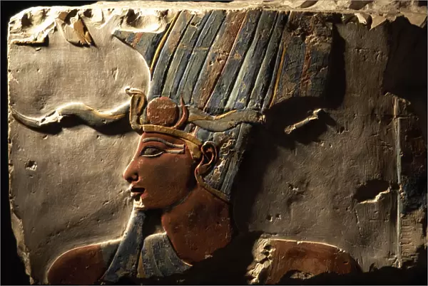 Polychrome relief of Pharaoh Thutmose III (h. 1490-1436 BC)