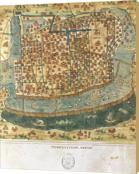 Map of Tenochtitlan. Mexico, 1560. By Alonso de Santa Cruz