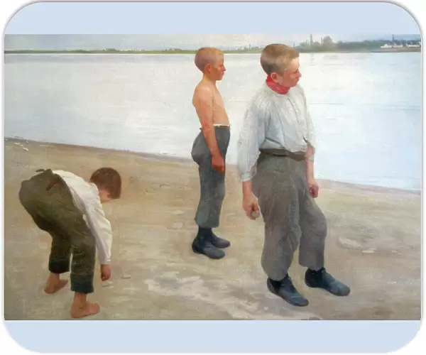 Boys Throwing Pebbles into the River by Karoly Ferenczy