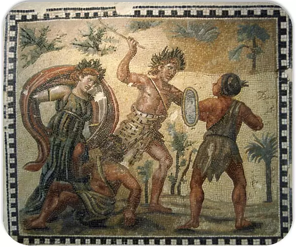 Dionysus fighting with the Indians. Mosaic. Palazzo Massimo