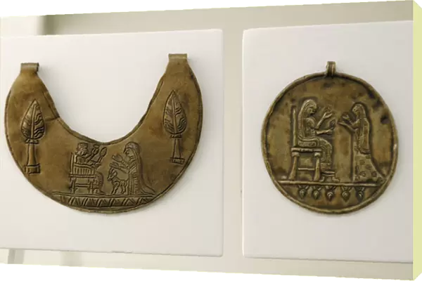 Urartu civilization. Pectoral and gold medallion decorated w