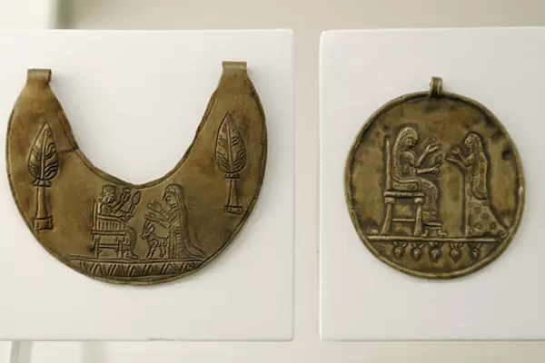 Urartu civilization. Pectoral and gold medallion decorated w