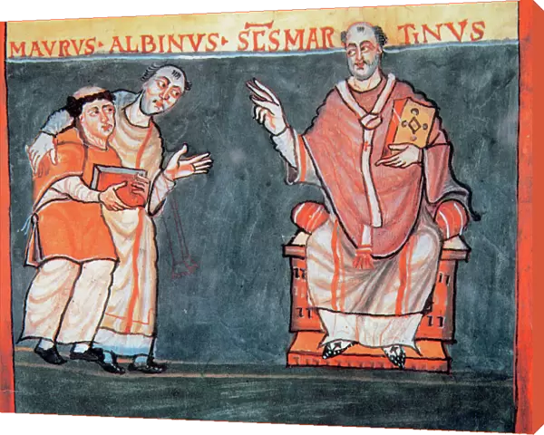 Alcuin of York (730-804). Alcuin presents to Rabanus Maurus