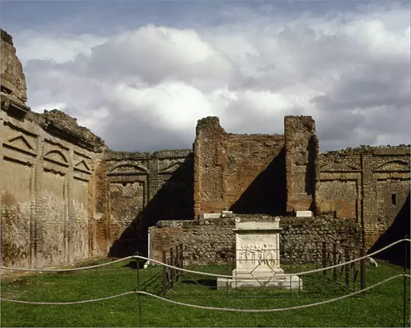 Italy. Pompeii. Temple of Vespasian (69-79 CE). Altar with a