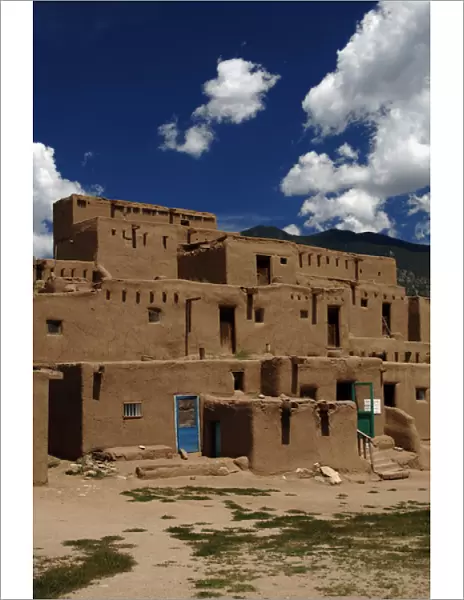 United States. Taos Pueblo. Adobe buildings