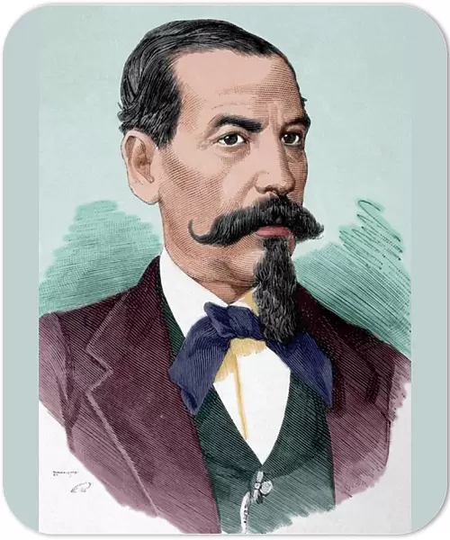 Narciso Campero (1815-1896). Engraving. Colored