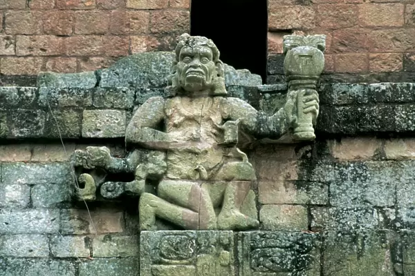 Archaeological Site of Copan. Howler monkey god statue. Temp