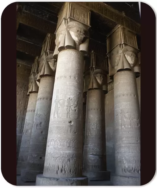 Egypt. Dendera. Hathor Temple. Hypostyle hall with Hathoric