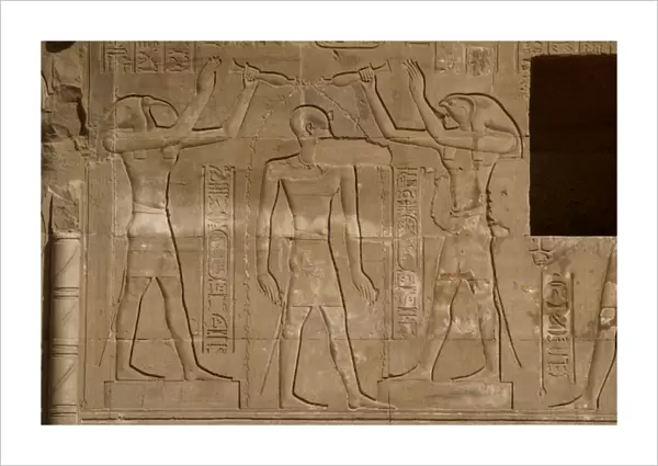 Egyptian Art. Temple of Kom Ombo. Toth and Horus give sacred
