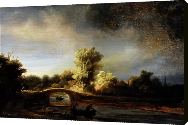 Landscape with a Stone Bridge, c. 1638, by Rembrandt (1606-1