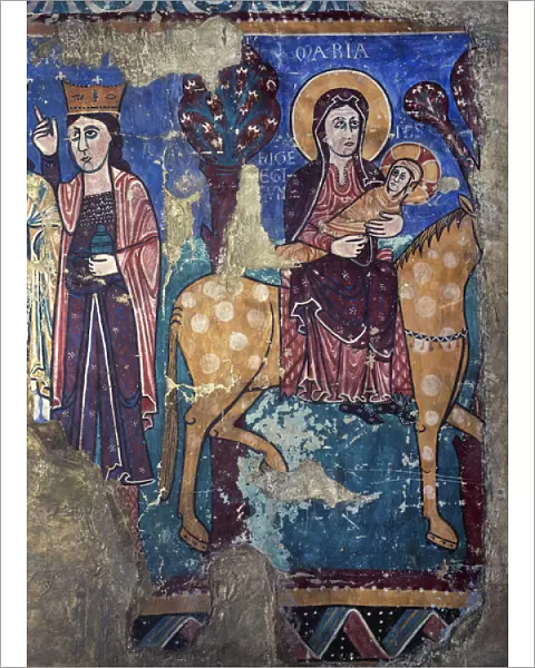 Romanesque. Spain. Flight into Egypt. Fresco. 2th c. From Ch