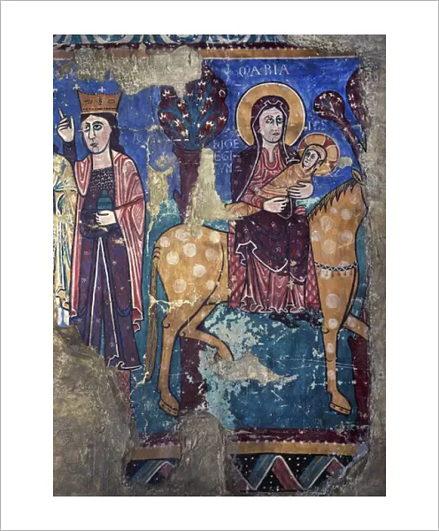 Romanesque. Spain. Flight into Egypt. Fresco. 2th c. From Ch