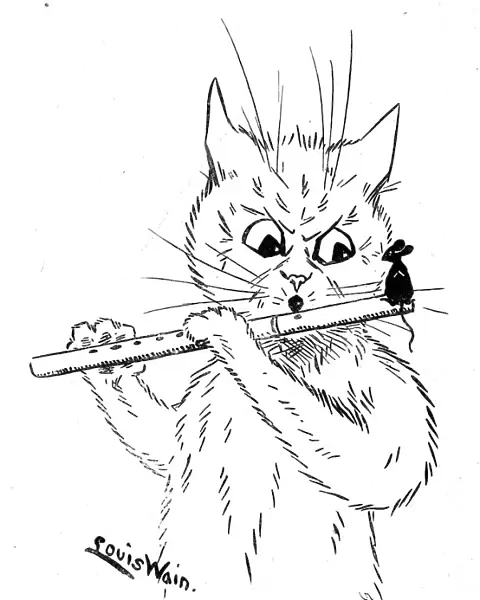 Louis Wain - flute player and mouse