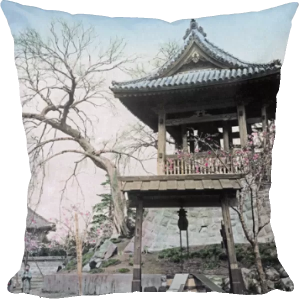 Bell and pagoda, Asakusa, Tokyo, Japan, circa 1880s
