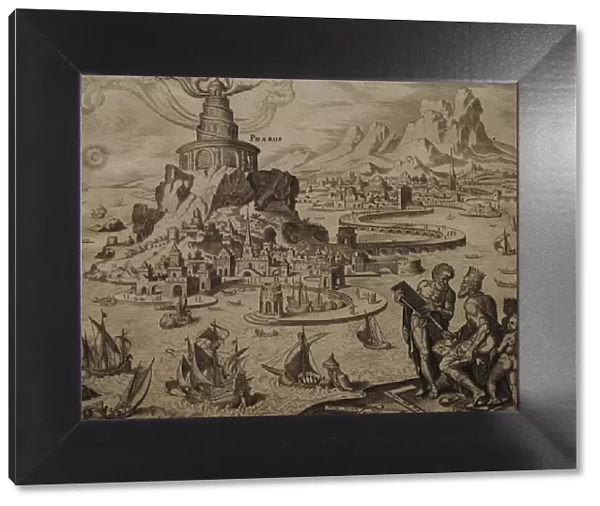 Lighthouse of Alexandria. Engraving by Philip Galle (1537-16