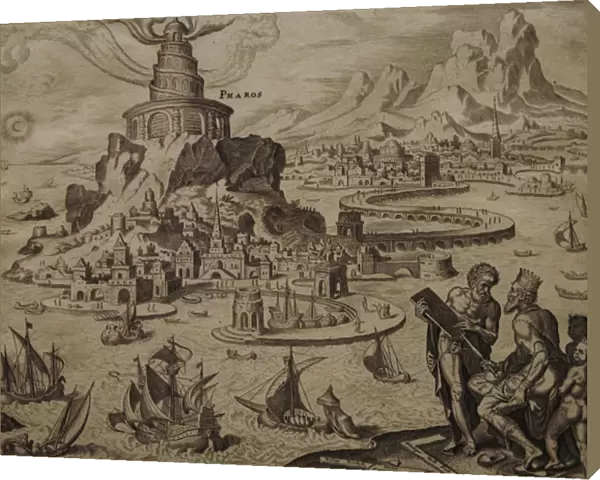 Lighthouse of Alexandria. Engraving by Philip Galle (1537-16