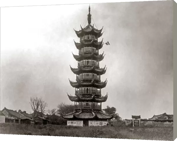 Pagoda near Shanghai, China circa 1880s