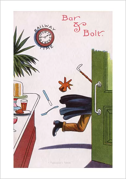 Comic Postcard - a play on the phrase Bar & Bolt