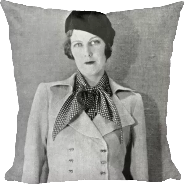 Hon Mrs Richard Norton wearing a Schiaparelli outfit, 1937