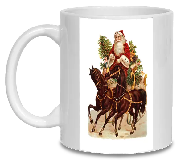 Father Christmas on horse-drawn carriage on Victorian scrap