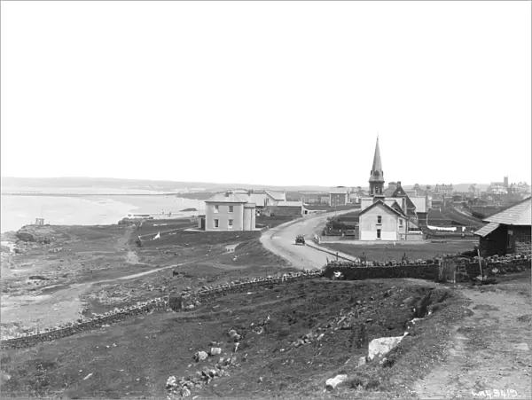 A panorama of Castlerock and the sea