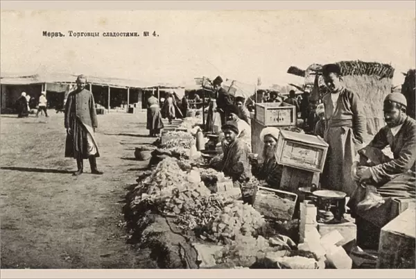 Merv - Turkmenistan - Turkomen selling sweets at market