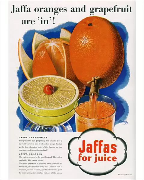 Jaffa oranges and grapefruit advertisement, 1938