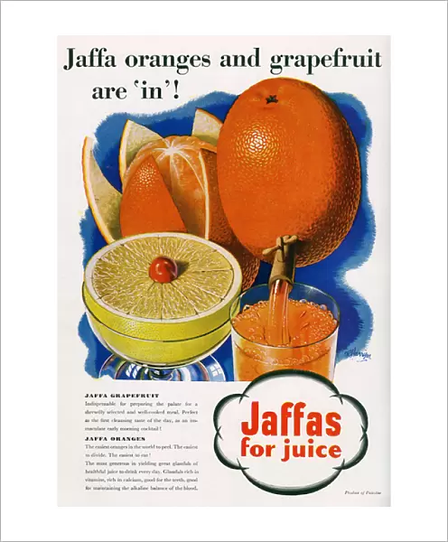 Jaffa oranges and grapefruit advertisement, 1938