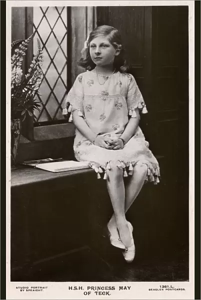 Princess May of Teck sitting on a window seat