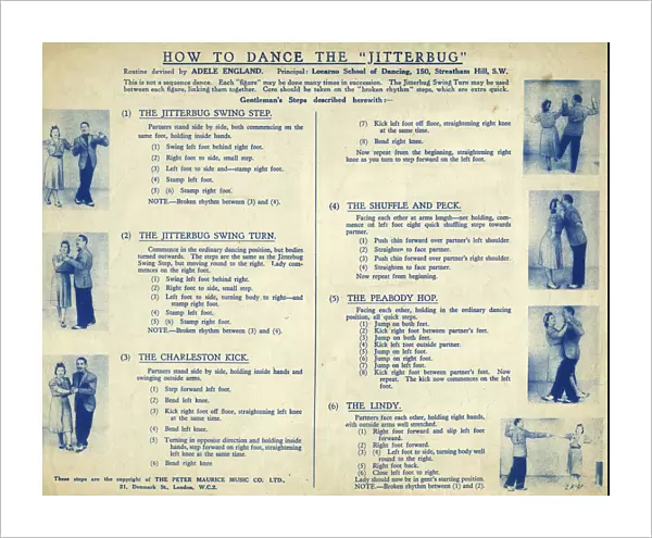 Instruction sheet, How to Dance the Jitterbug
