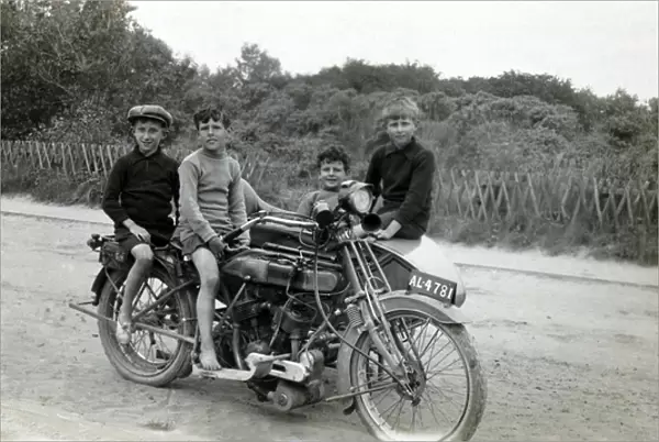 Children on a 1912 Campion motorcycle & sidecar circa 1912